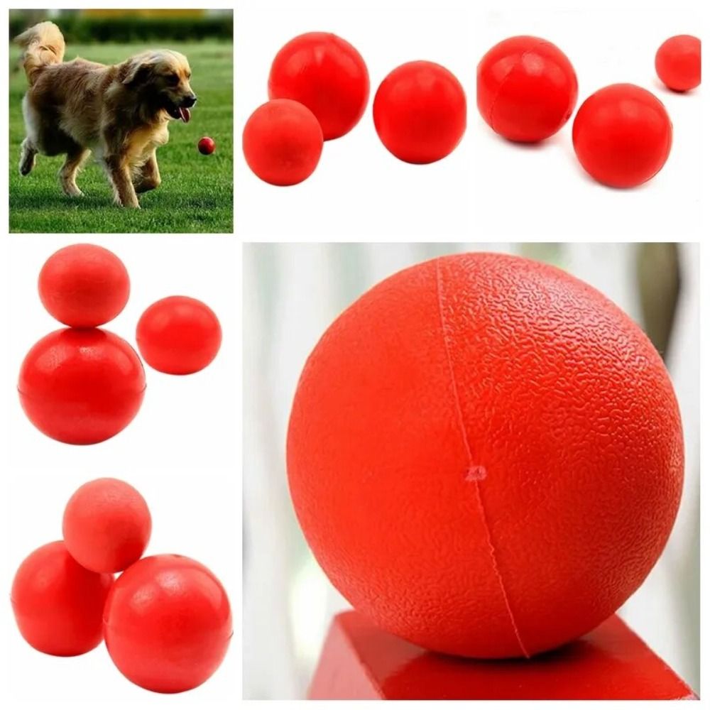 Dog Toys 3 Sizes Rubber Dog Ball Red Natural Pet Chewing Ball Durable Super Toughness Solid Elastic Ball Cleaning