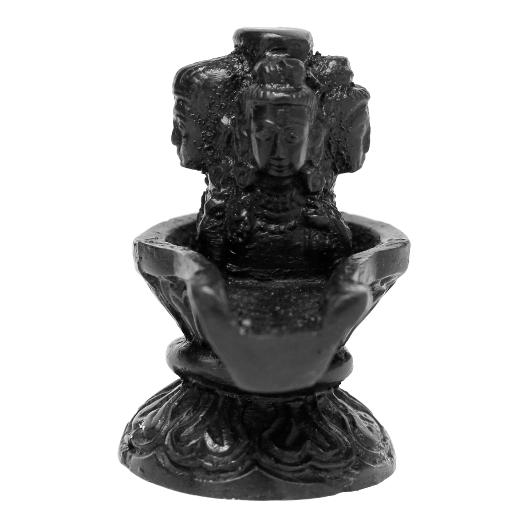 Black Color Lord Shiva Linga Charmukhi (Four Faced) Statue Small In Size For Religious Purpose 8.5 CM