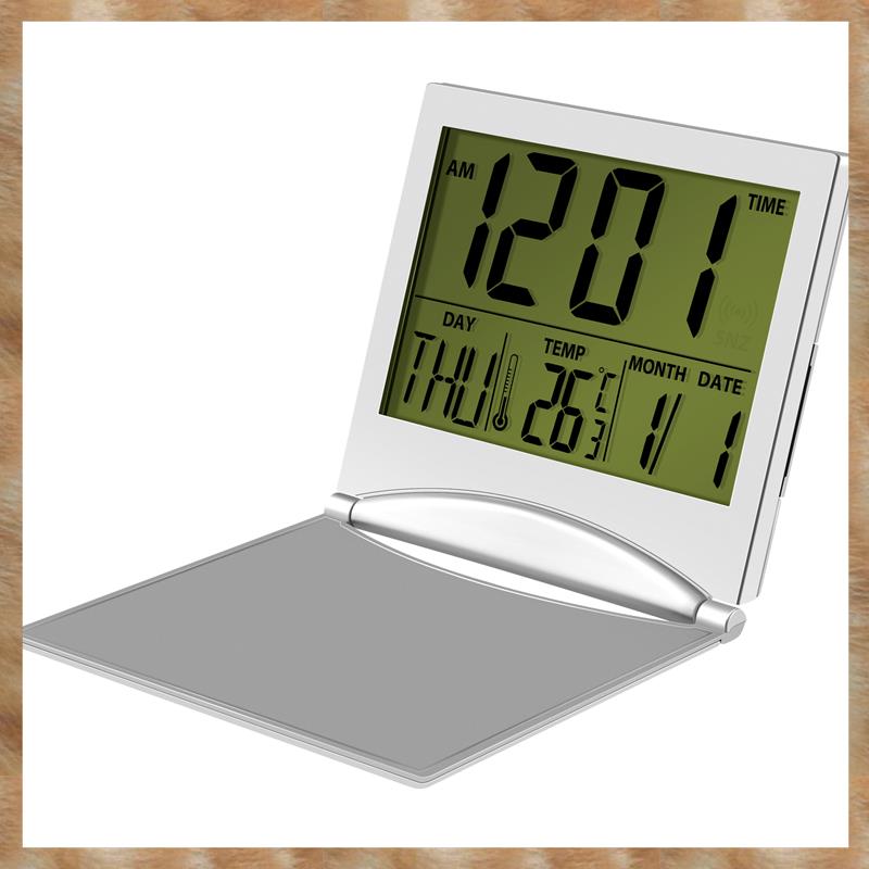 Kqueebee Digital Travel Alarm Clock Battery Operated Portable Large Number Display Clock with Temperature 12/24H Small Desk Clock