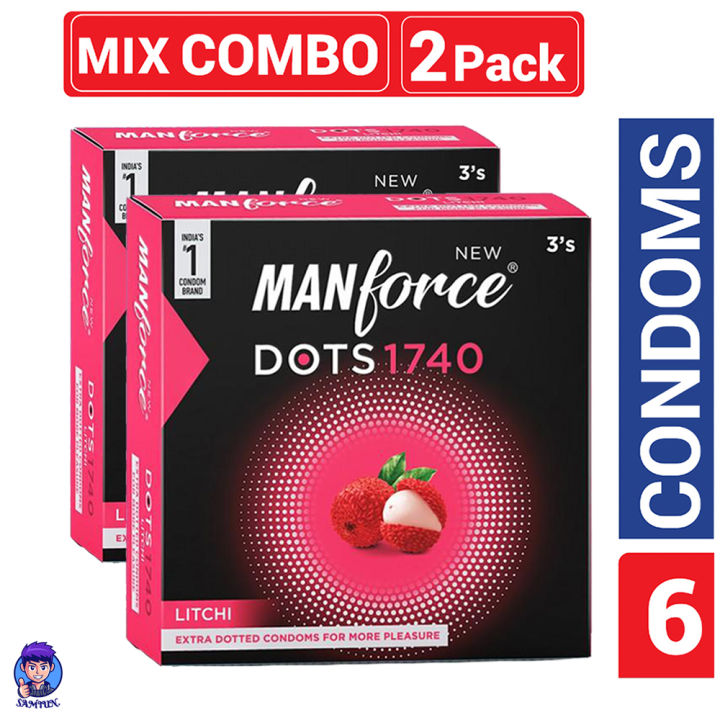 Manforce 1740 Dots Litchi Flavor Condom - Extra Dotted 3 Pcs Pack for Men