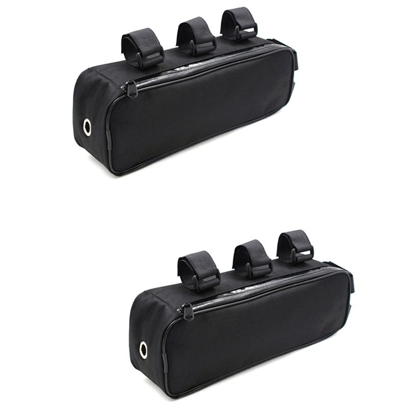 JINMY 2X Bicycle Beam Bag Battery Controller Hanging Fixed Tube Frame Bike Bag Li-Ion Storage Waterproof 32X9X10.5cm Cycling