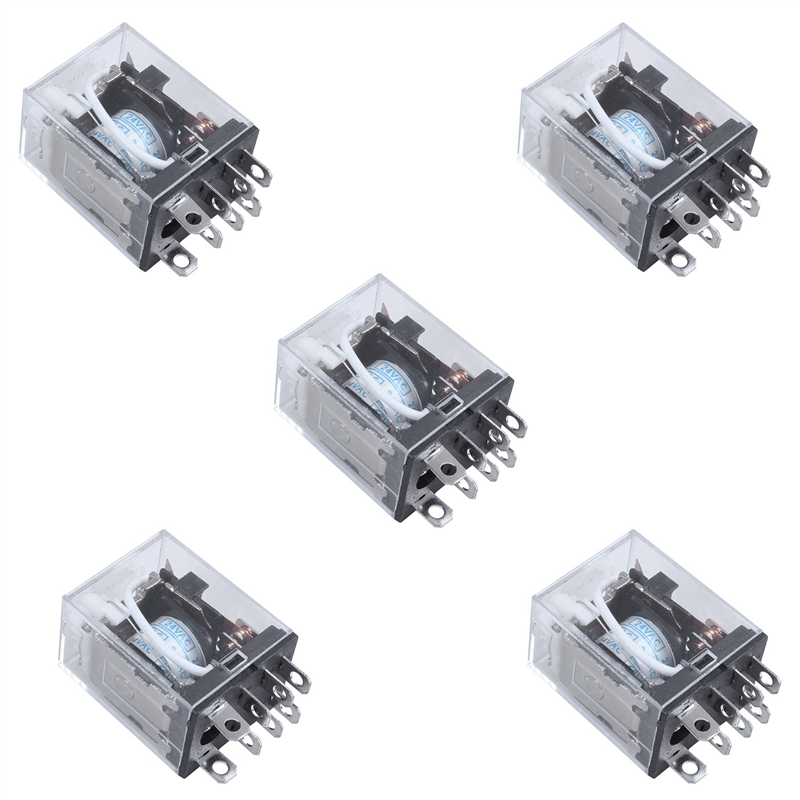 ARELENE 5X JQX-13F LY2 AC 24V Coil 8-Pin DPDT Red LED Electromagnetic Relay