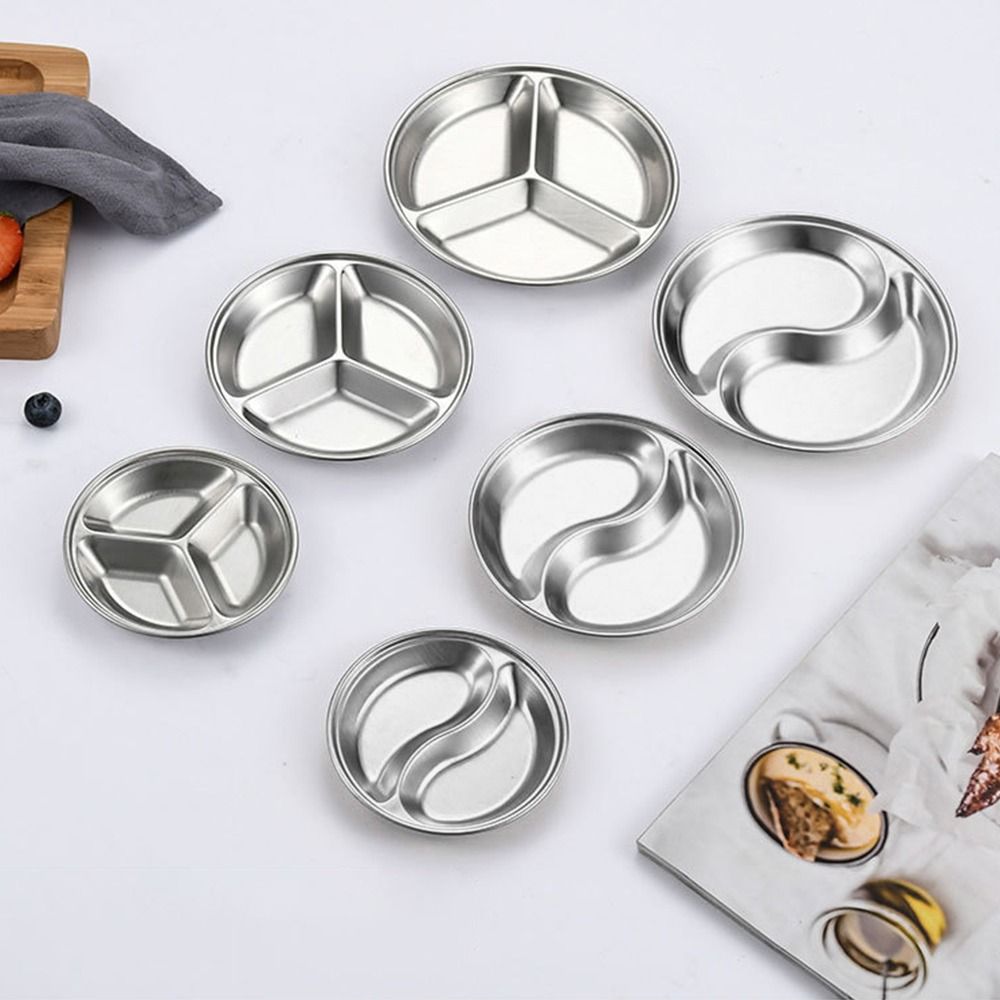 1Pcs Mini Sushi Dipping Sauce Dishes Appetizer Plates Bowl Sauce Plate Stainless Steel 10/12/14cm Seasoning Tray