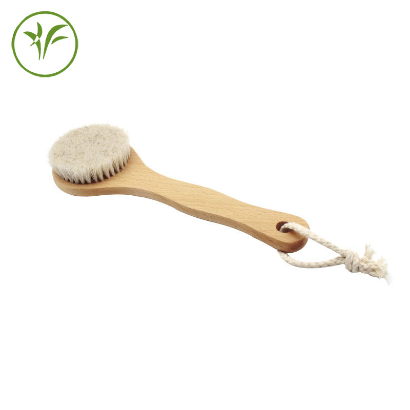 Spot Factory Supply New Shower Brush Straight Handle Long Handle Horsehair Brush Beech Handle D014-WH