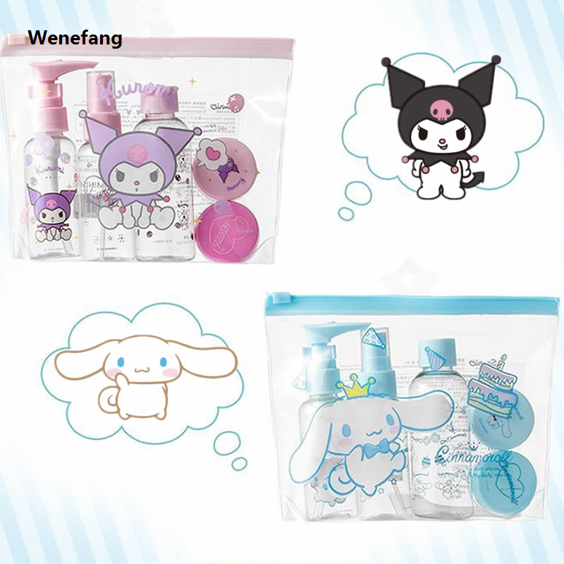 Wenefang Kawaii Sanrio Cinnamoroll Split Bottle Set Cartoon Kuromi Portable 2025 New Travel Lotion men Face Cream Sub Bottling Set Girl Gift