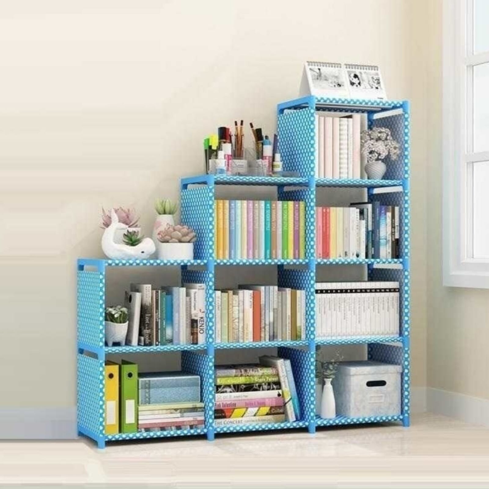 9 Cube 4 Layer Book Shelf, Book Rack For Home And Office | Multi-Color