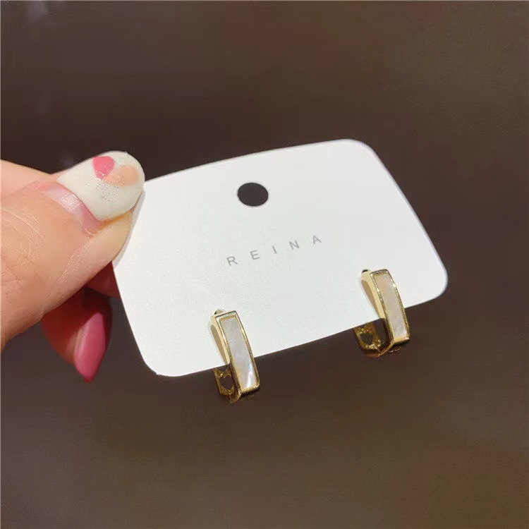 quality】New Style Simple Temperament Square Earrings Design All-match Small Commuting Silver Pin Earrings Women