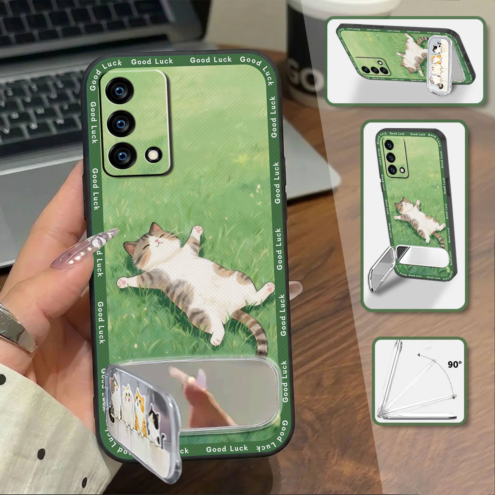 three-dimensional Cute Phone Case For infinix Note12i/X6819 Cartoon Kickstand Back Cover Durable Shockproof Mirror 3D