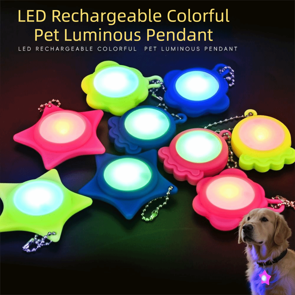 Creative Design Waterproof LED Glowing Pendant Flower/Paw/Star Shape 4 Lighting Mode Pet Safety Light Rechargeable Portable Handbag Hanging Lamp Purse Accessories
