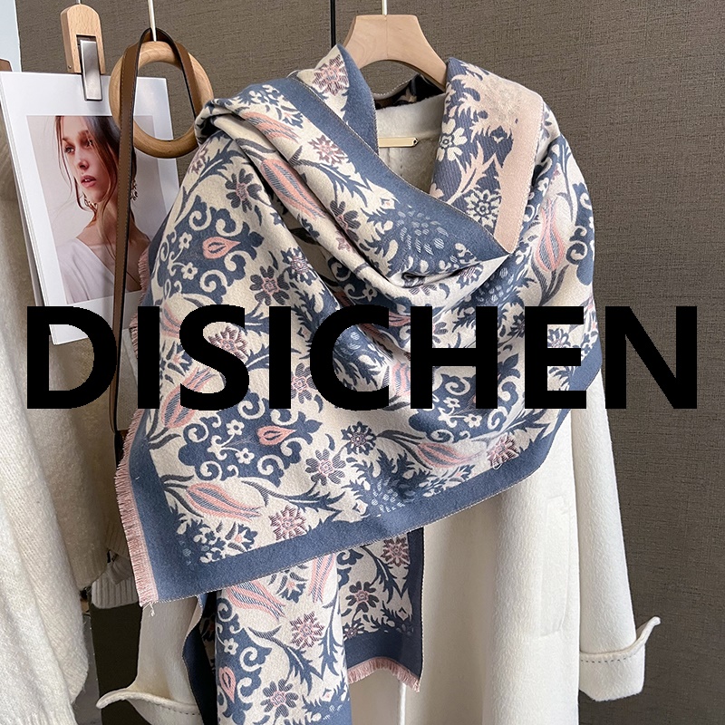 DISICHEN Thick Floral Print Cashmere Hijab Poncho Women Luxury Scarf Warm Pashmina Travel Blanket Shawl Wraps Bufanda 2023 Design Echarpe Portable