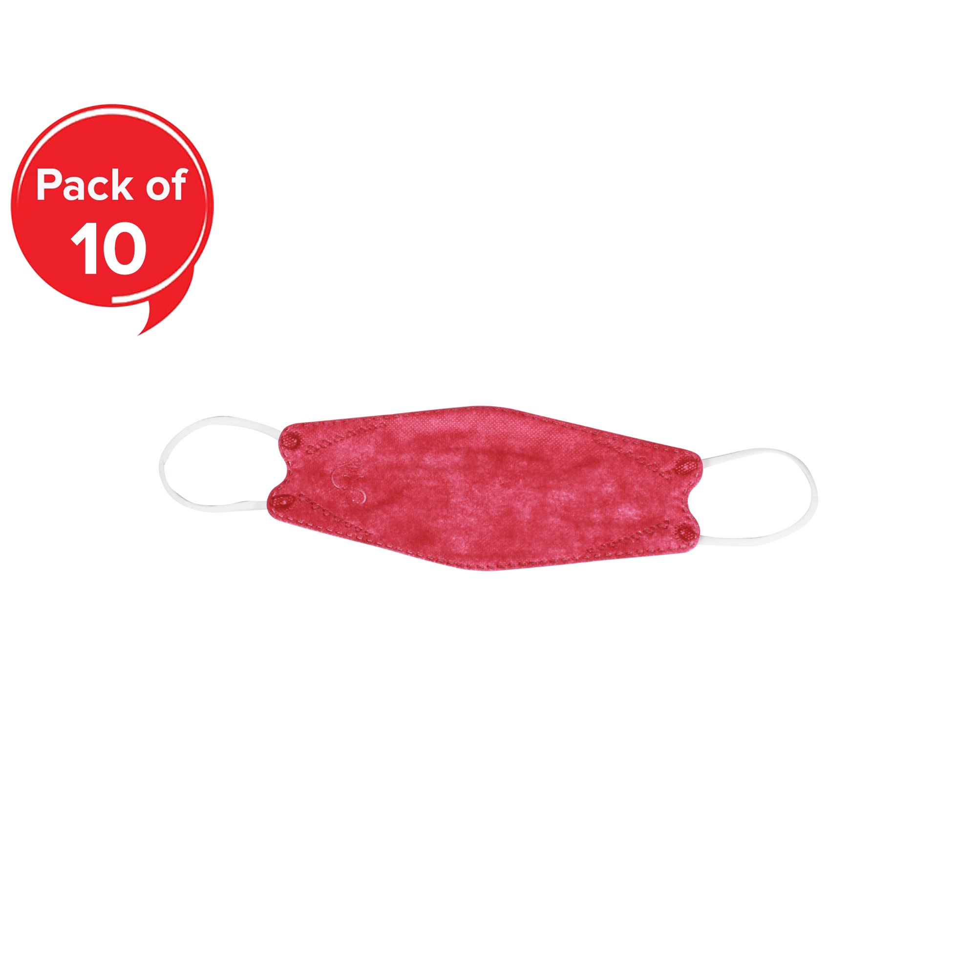 KF94 Red Color Adult Mask | Pack of 10 | sers of 4
