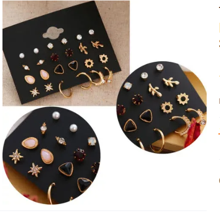 Mixed Design 12 Pairs tud Earrings Set for Women/ Earrings for Girls Simple/ Gifts for Wife - Earring for Women splash