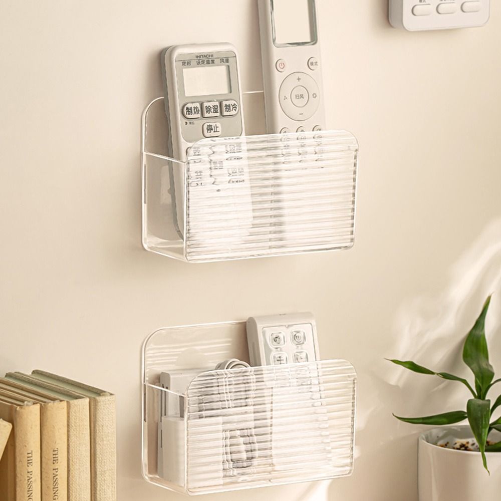 New Double Grid Remote Control Storage Box Wall-mounted Transparent Acrylic Shelfs Multi-function Desktop Storage Container