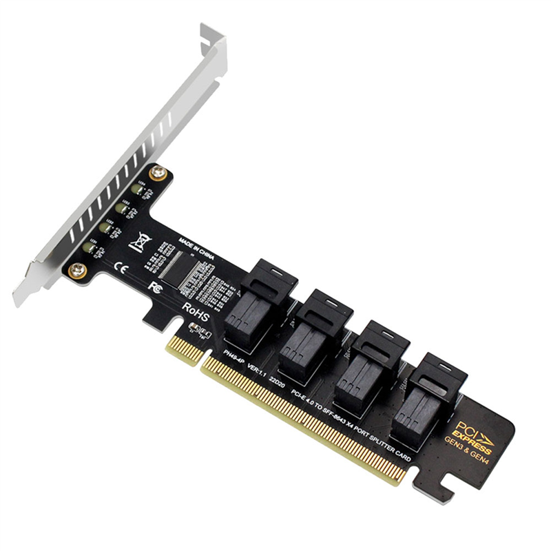 OUMERY 2X NGFF PCI-E 16X to 4 Ports U.2 NVMe Split Expansion Card SFF-8639/8643 NVMe PCIE SSD Adapter for Mainboard SSD