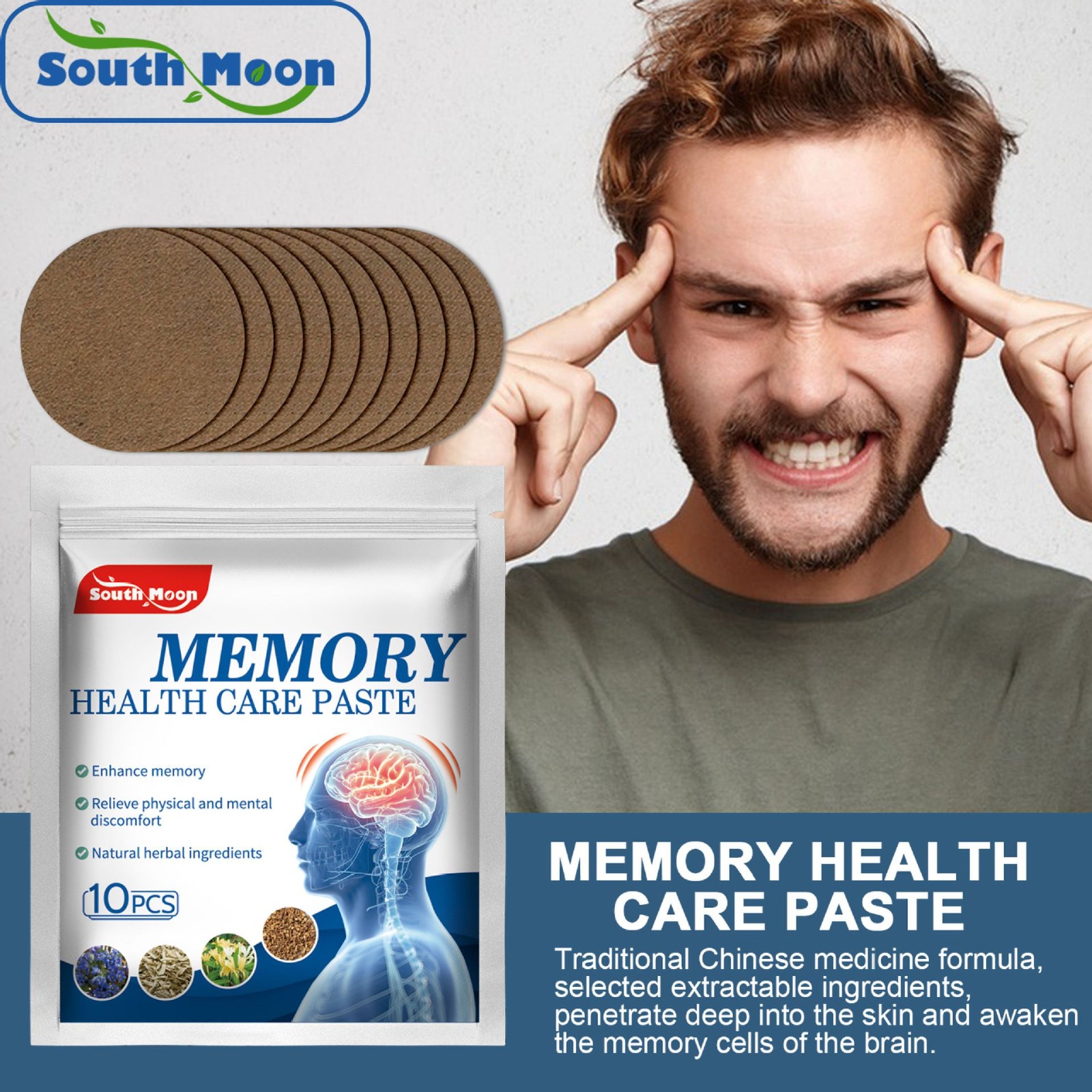 99 Stores Offer -10-Piece Herbal Memory Enhancement Patches - Natural Brain Support for Kids & Adults -Herbal Patches By 99 Stores