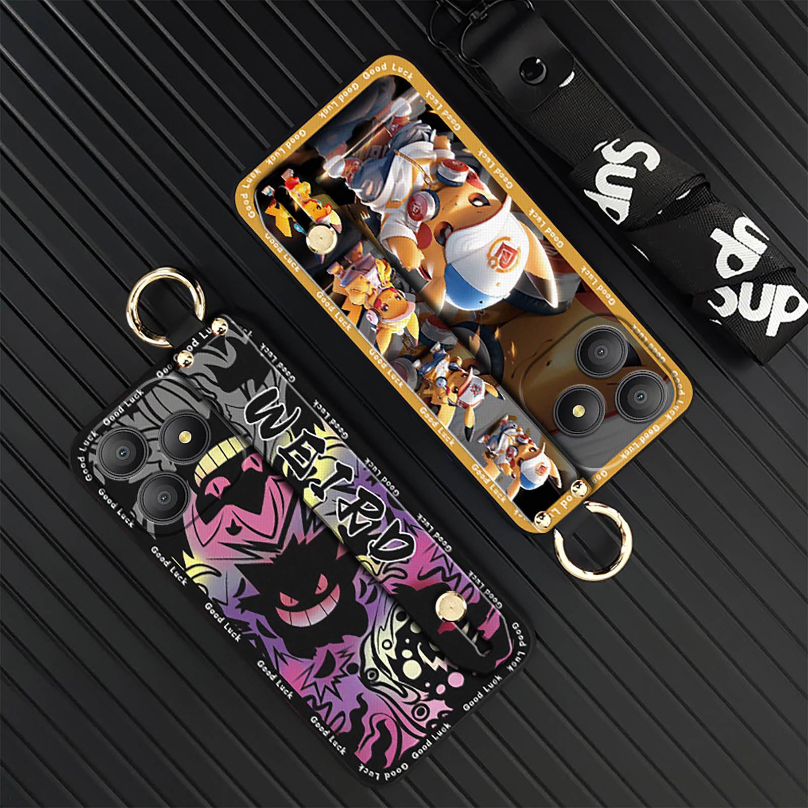 Dirt-resistant Kickstand Phone Case For Oppo A6S Pro China/F33 Pro Wristband Silicone Durable Cute Anti-dust Lanyard