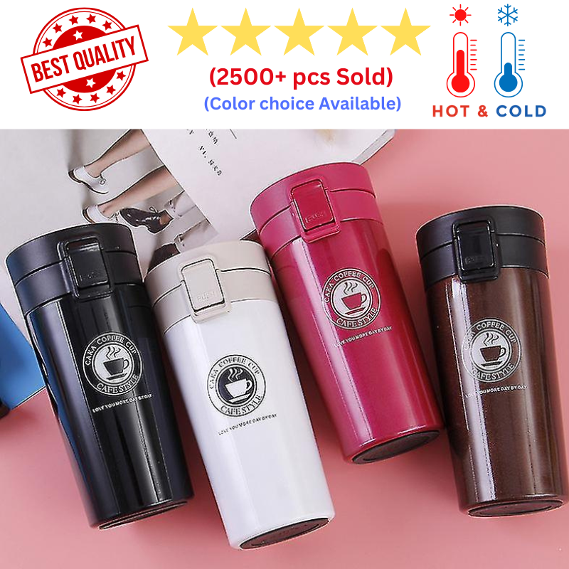 Trending Tea / Coffee Mug with filter | 400ml & 500ml (With Color options) | Vacuum Insulated Stainless Steel- Double Layer Thermos | Travel Mug | Hot & Cold- Summer & Winter | Viral | Hot selling | Easy Cup for Travel (Select Option)
