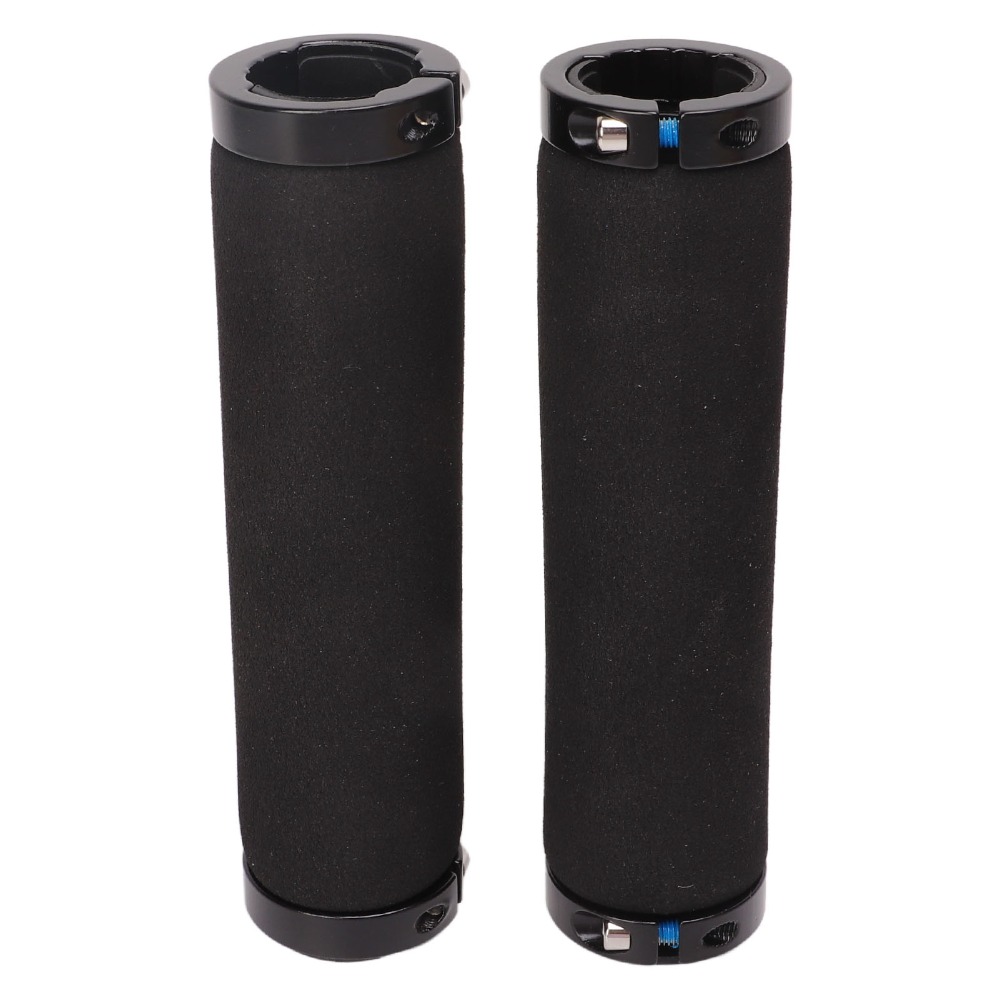 1 Pair Durable Ergonomic Bike Handle Grips Non Slip Shock-Absorbing Double Lock on Bike Handle Grip Black Sponge+Aluminum Alloy Bike Handlebar Locking Grips for Mountain Bike,Folding Bike Handlebar