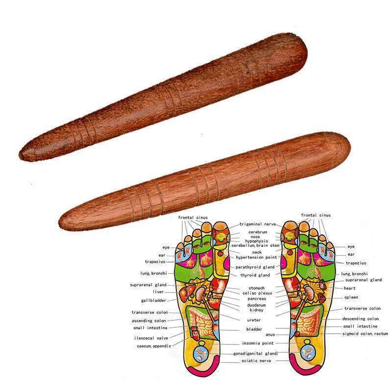 2/1 PCS Wooden Spa Physiotherapy Reflexology Acupressure Thai Foot Health Chart Free Massage Stick Tool