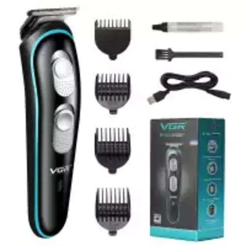 VGR 055 Professional Cordless Beard Hair Trimmer Kit - Rechargeable with Guide Combs, USB Cord Included