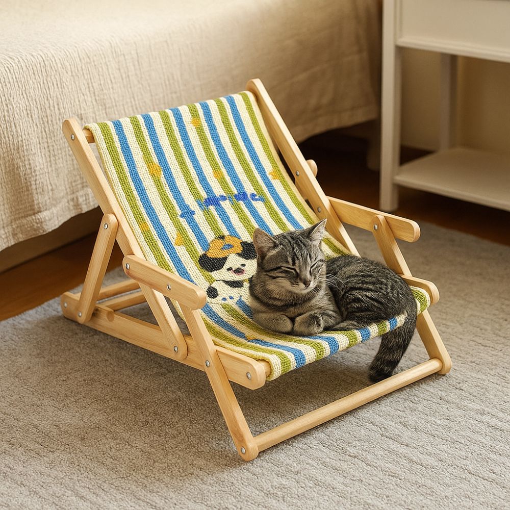 Anti-Scratch Solid Wood Pet Sofa Bed Sisal Wear-resistant Cat Scratcher Foldable Detachable Cat Scratch Board All-Season