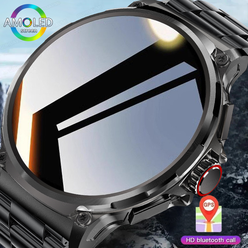Linman 2024 New 1.85-inch AMOLED HD smartwatch Men GPS track HD BluetoLuxury oth call 710 mah large battery suitable sports for Huawei Xiaomi