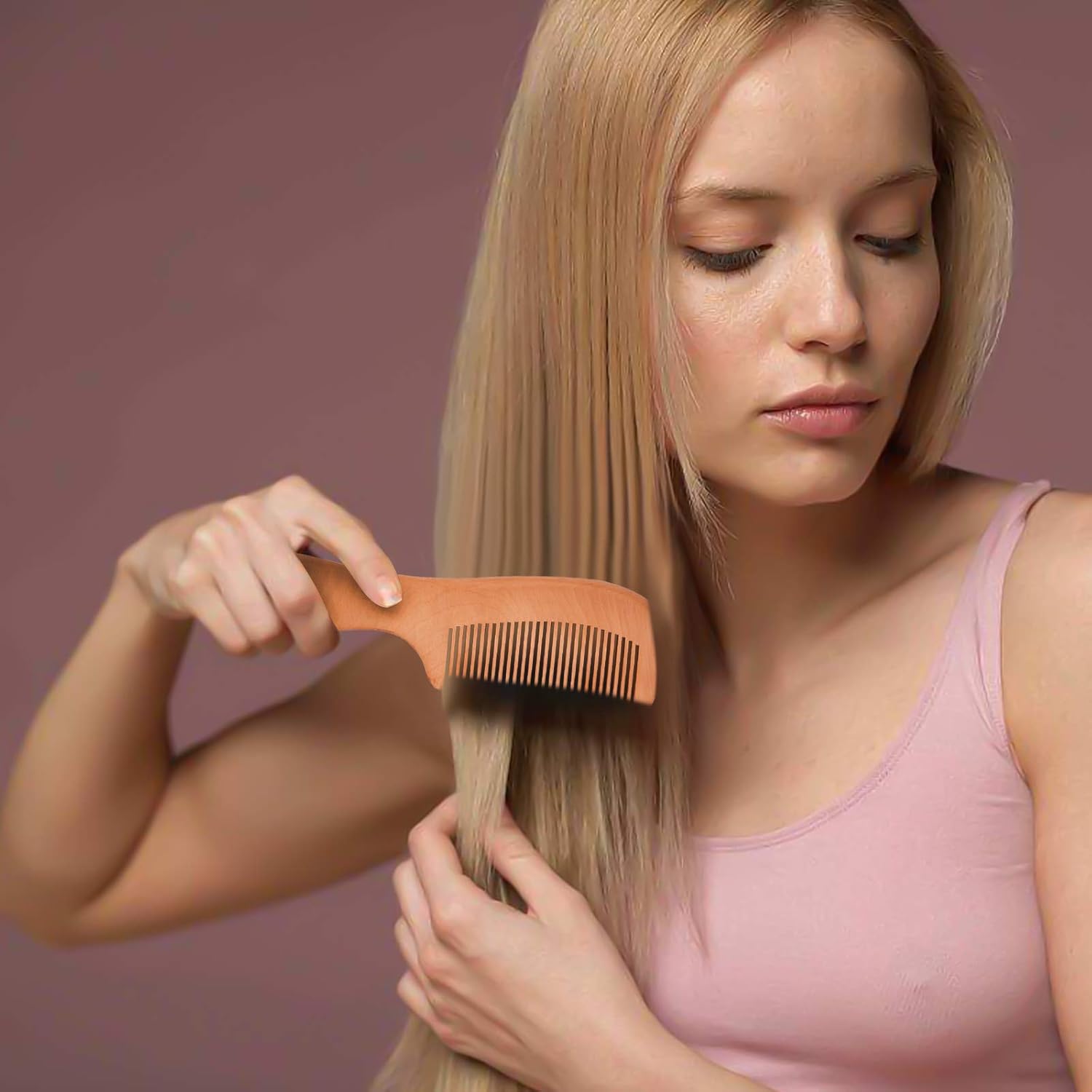 Natural Peach Wood Comb Anti-Static Comb Close Tooth Comb Small Travel Combs Pocket Sized Fine Tooth Detangling Hair Comb