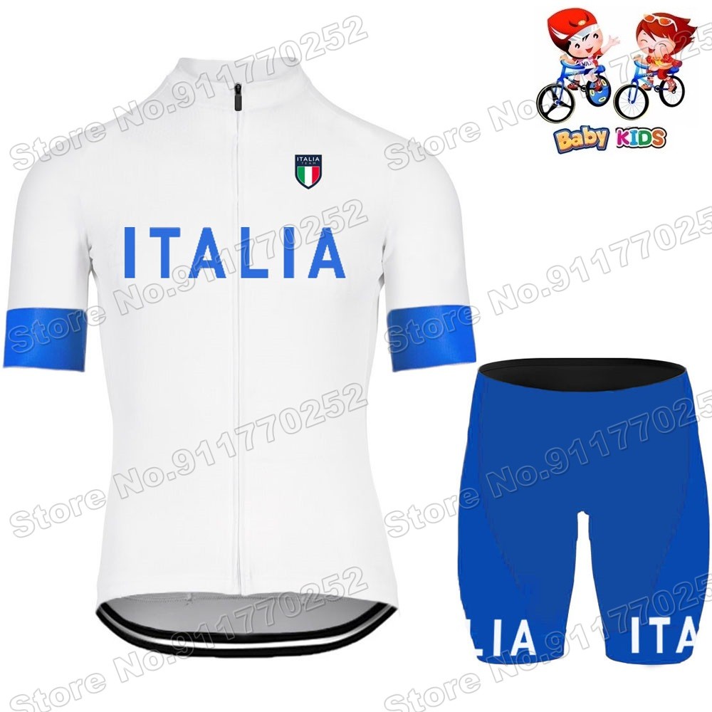 NEW ARRIVAL Kids Italy Cycling Jersey Set Boys Girls Italian National Team Cycling Clothing Children Mountain Road Bike Shirts Suit