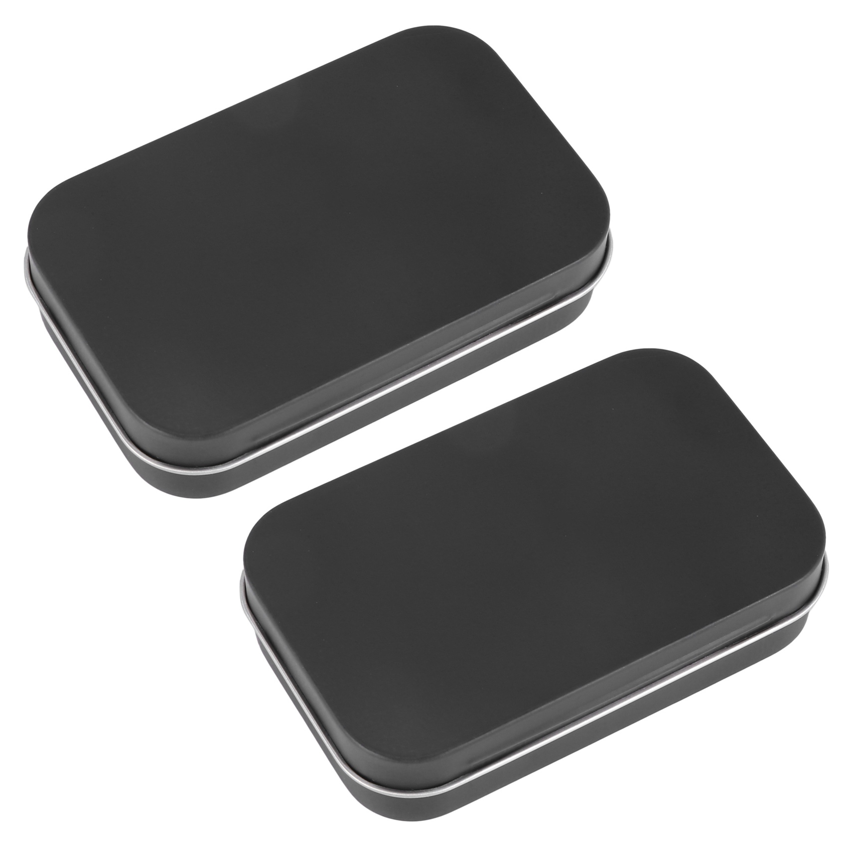 fasdaga 2X 95x60x21mm Black Tin Box Black Metal Box With Matte Candy Box Small Box