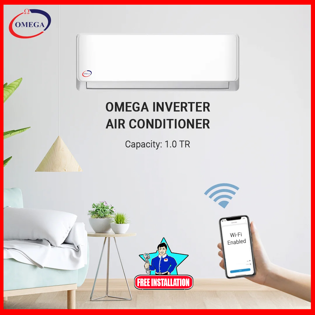 Omega 1.0 Ton Wall Mounted Inverter Air Conditioner With Free Installation