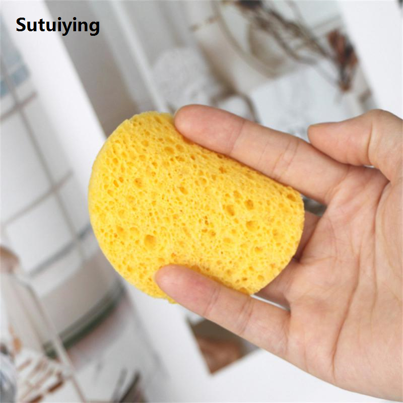 Sutuiying 1/5/10 PCS Natural Biodegradable Wood Pulp Cotton Exfoliating New style Cleansing Wash Sponge Compressed Makeup Remover Wash Sponge