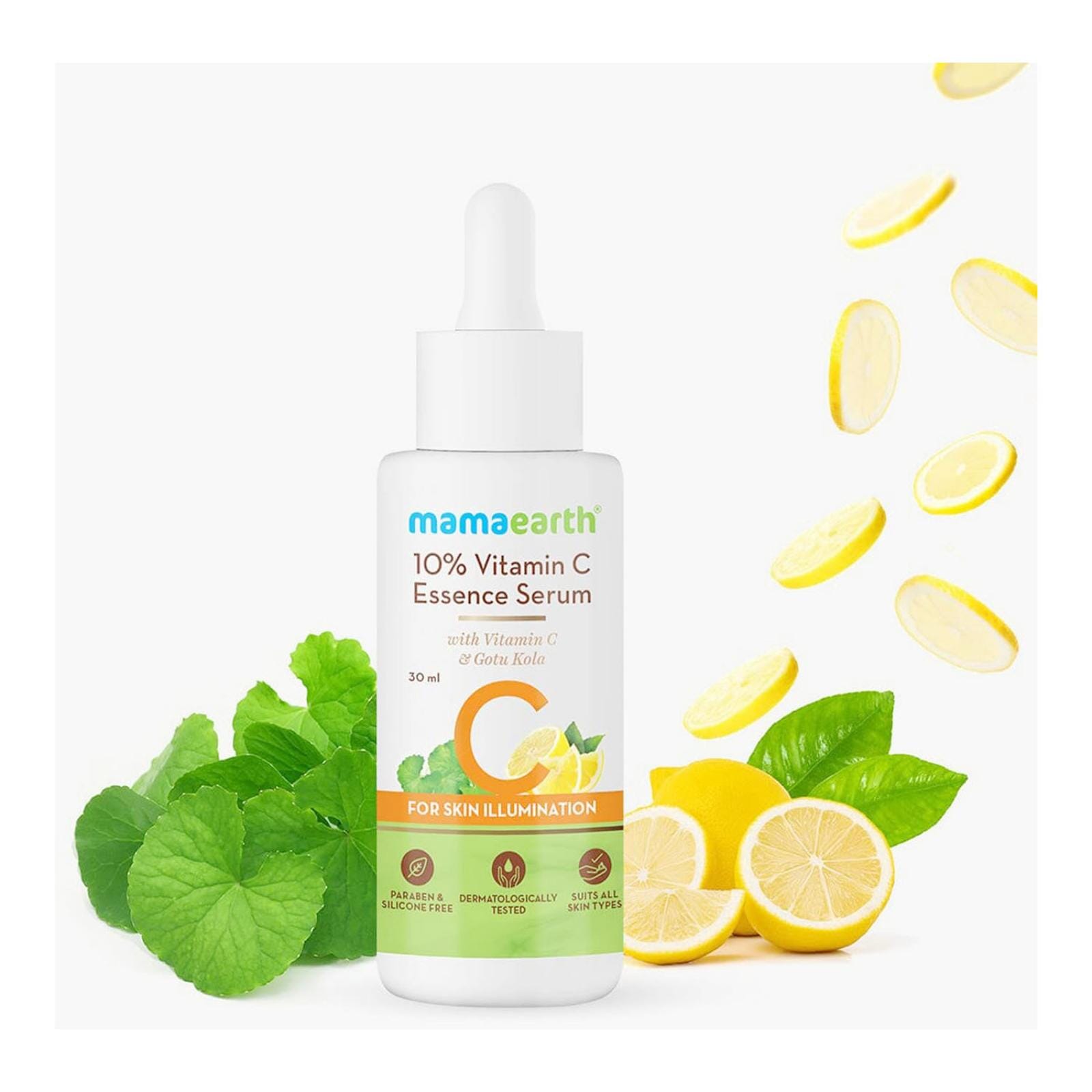 Mamaearth 10% Vitamin C Face Serum, Essence Serum With Vitamin C And Gotu Kola For Skin Illumination - 30Ml