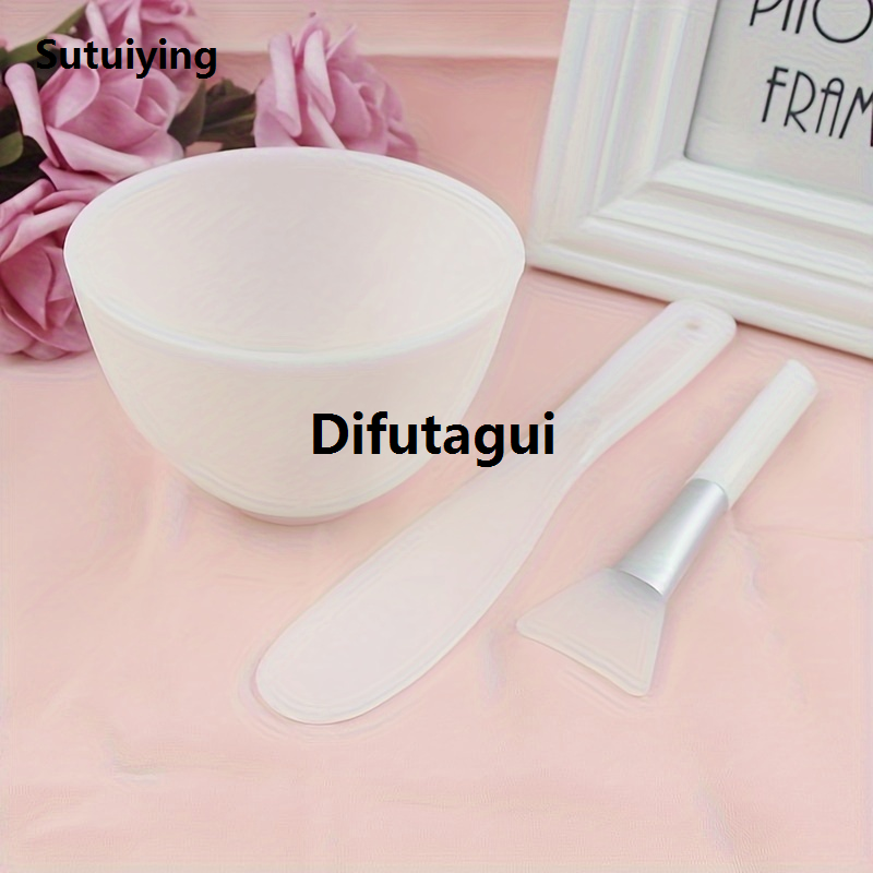 Difutagui Sutuiying 1-Set Silicone Facial Mask Mixing Bowl Kit - DIY Skincare Fifty percent discount Mud Mask Preparation Tools with Black Bowl, Applicator Brush