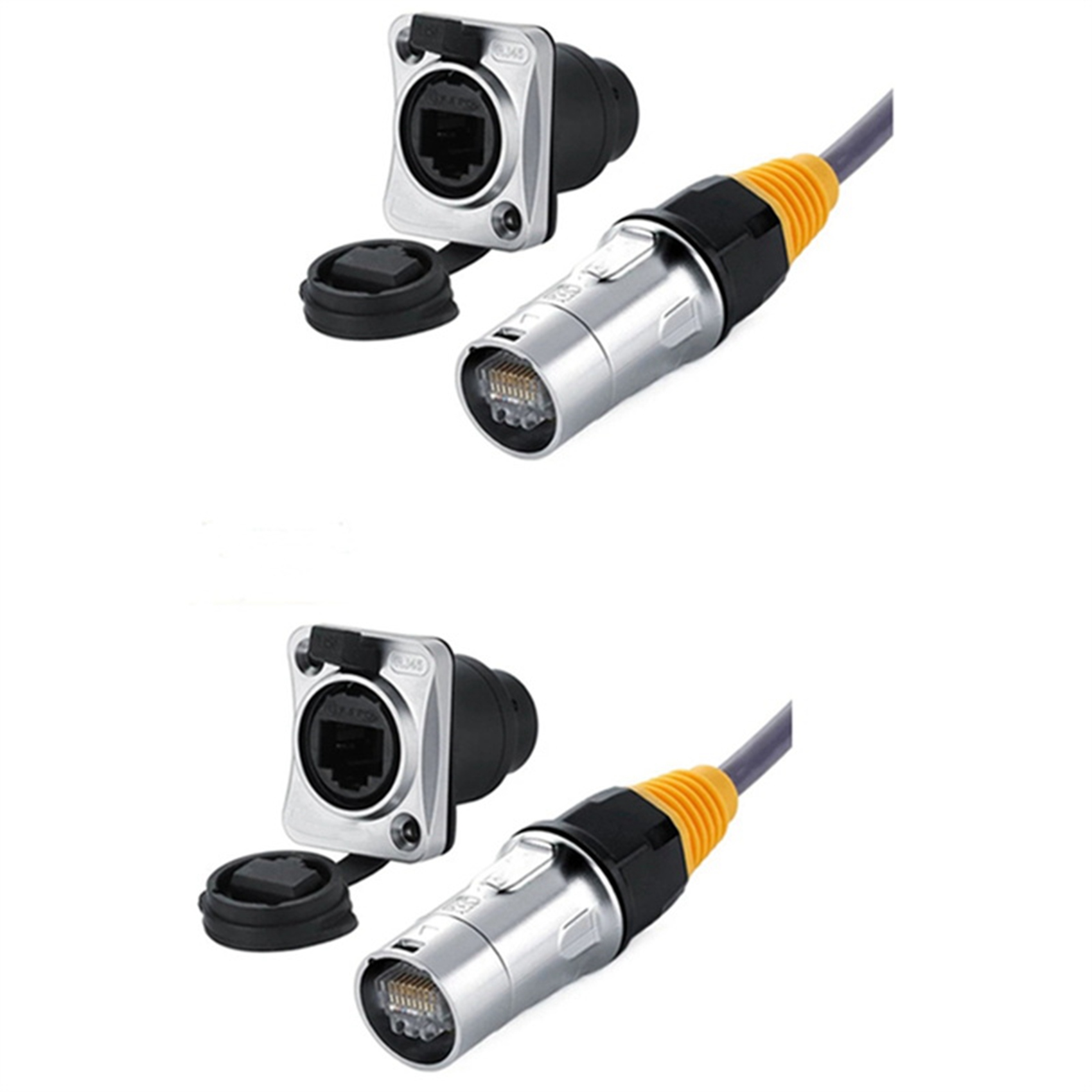 fasdaga 2X IP67 Network RJ45 Waterproof Connectors / Ethernet RJ45 Waterproof Plug + Waterproof Socket for Outdoor Ethernet