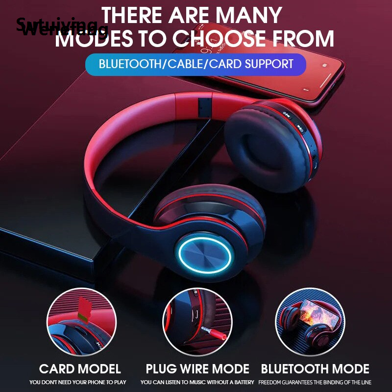 Wenefang Sutuiying B39 Headphone With Wireless Bluetooth Colorful Bargain price Sales promotion Light Pluggable Card Game Music Movement