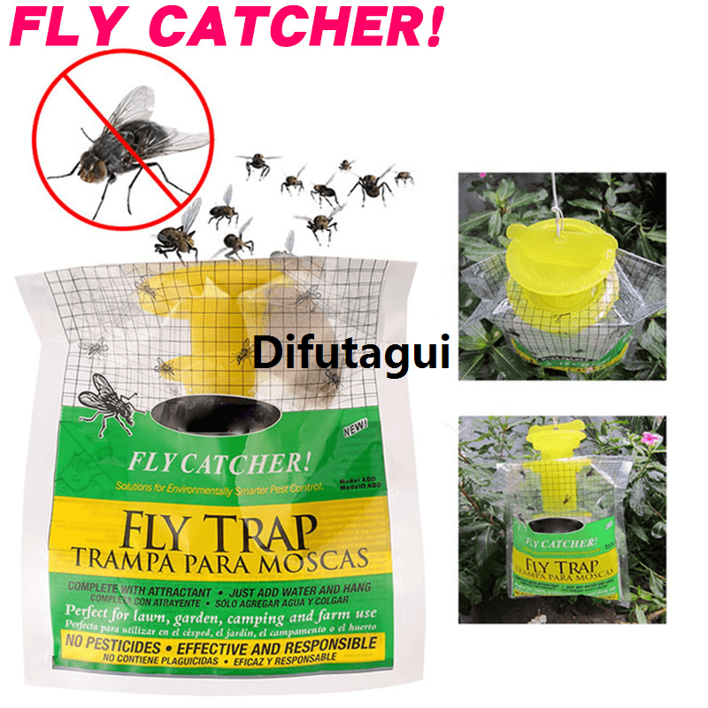 Difutagui Hanging Fly Trap Disposable Insect Bug Attract Fly Catcher Bag Portable Mosquito Trap Catcher Wasp Fly Killer Flie Trap for Outdoor