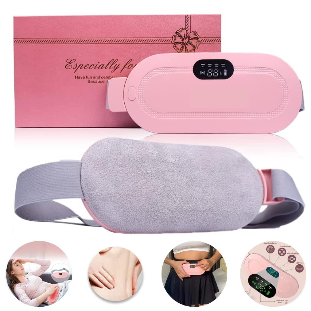 Ganapati Premium Period Heating Belt for Women | Menstrual Cramp Relief Belt with Vibration Massage | 3 Temperature Levels | USB Rechargeable Portable Heating Pad