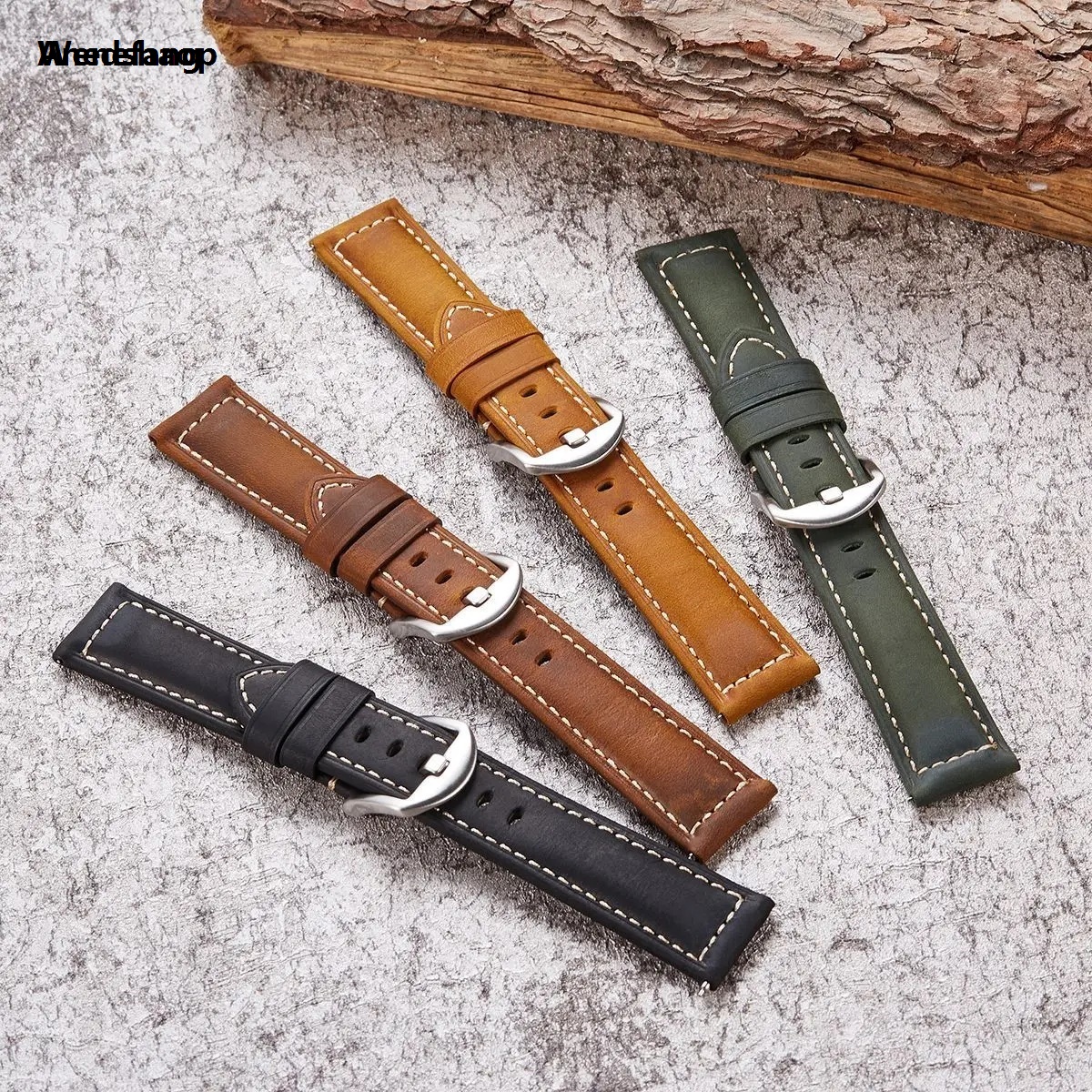 Wenefang Anedshaop 20mm 22mm 24mm 26mm Leather Watch Strap Men Women Universal Durable Retro Profesional 【2025 Version】 Strap Quick Release Watch Band Bracelet Replacement Accessories