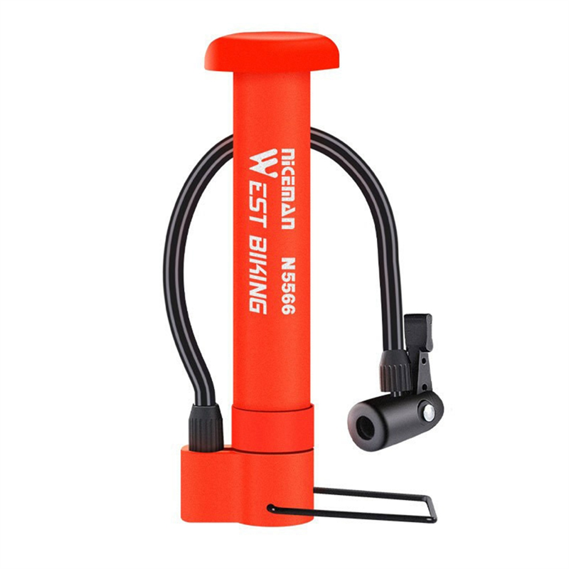 Bike Air Pump Portable Mini Bicycle Pump Hand Air Pumps with Schrader Valve for Bike Tires Balls Balloons Red
