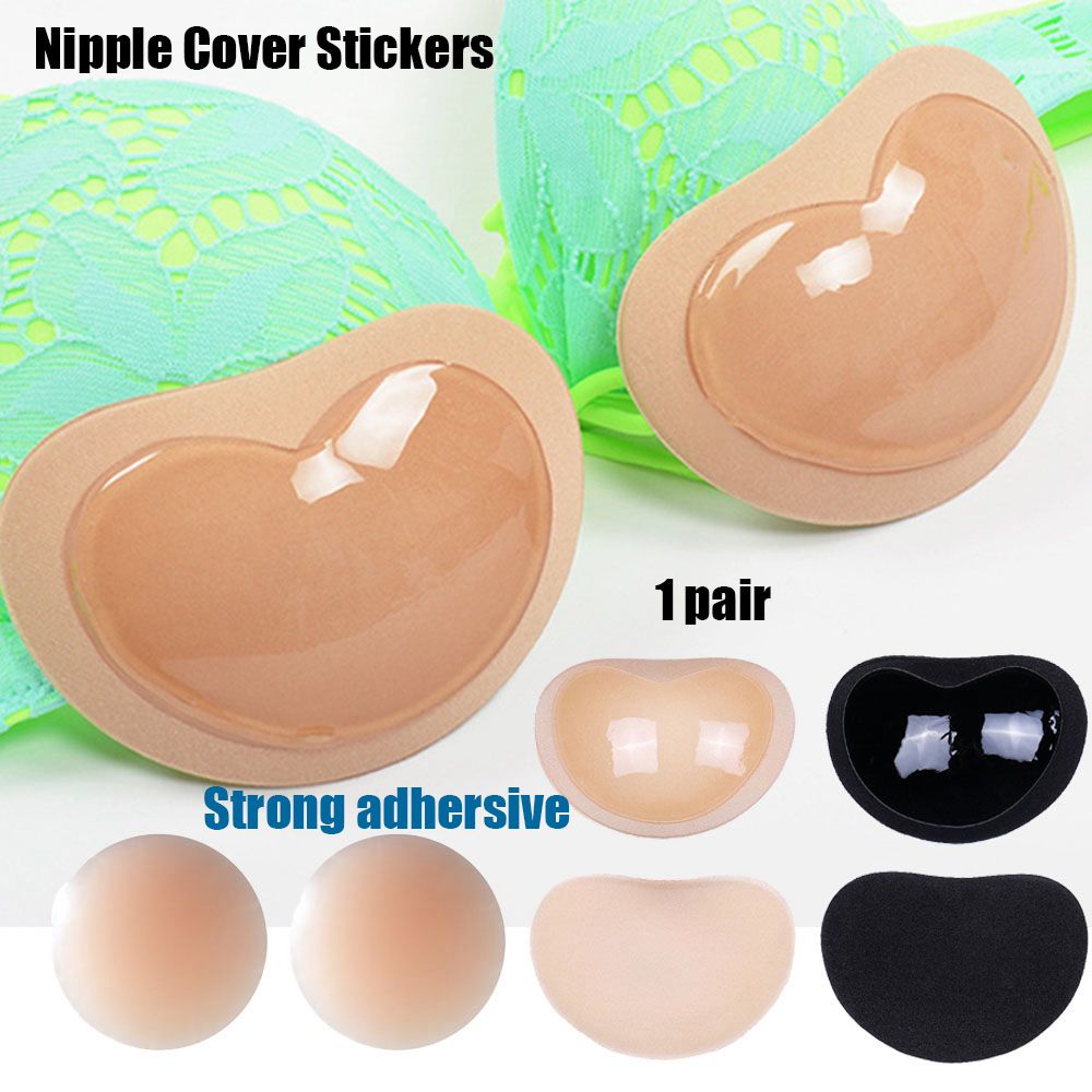 1 pair Swimsuit Top Accessories Silicone Invisible Paste Padding Breast Push Up Bust Thicker Padded Breathable Sponge Bra Swim Bikini Pad