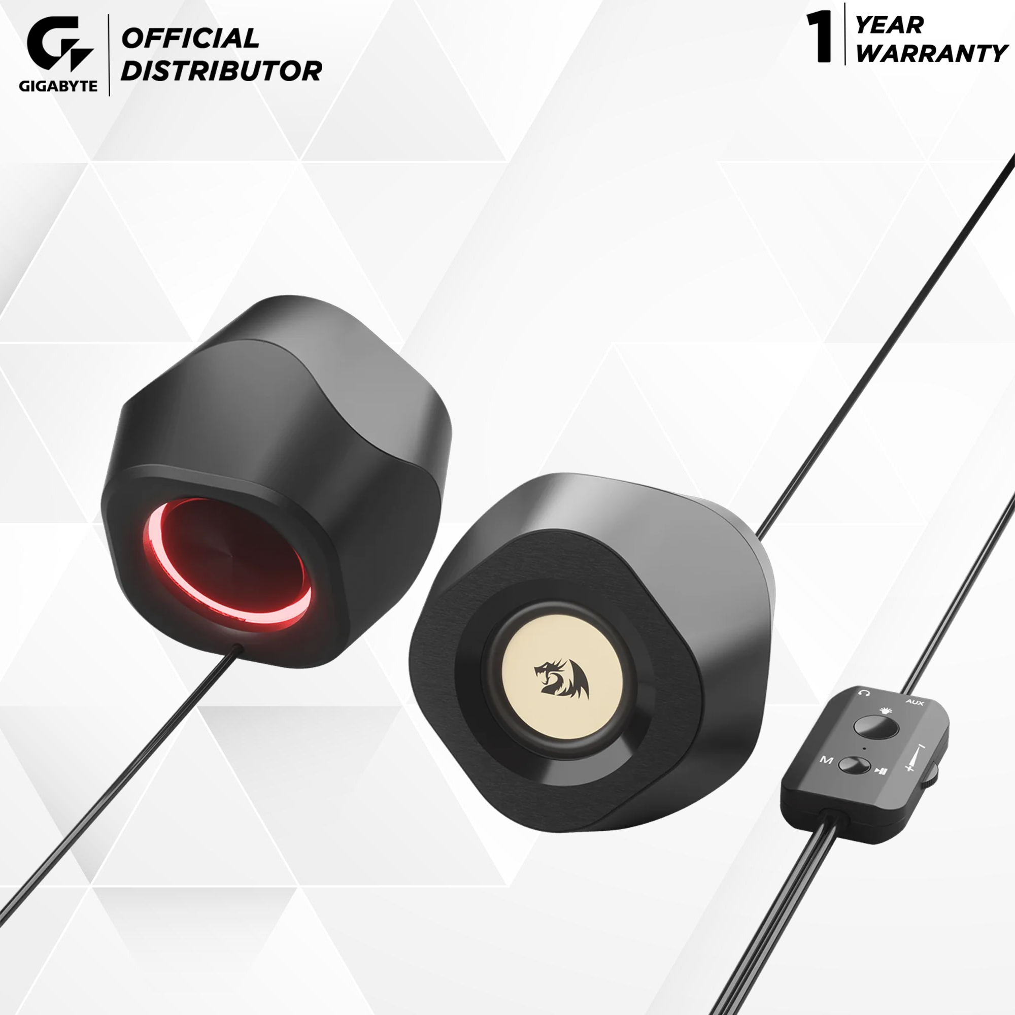Redragon GS590 Wireless RGB Desktop Speakers, 2.0 PC Computer Stereo Speaker w/BT 5.0/AUX/USB Mode