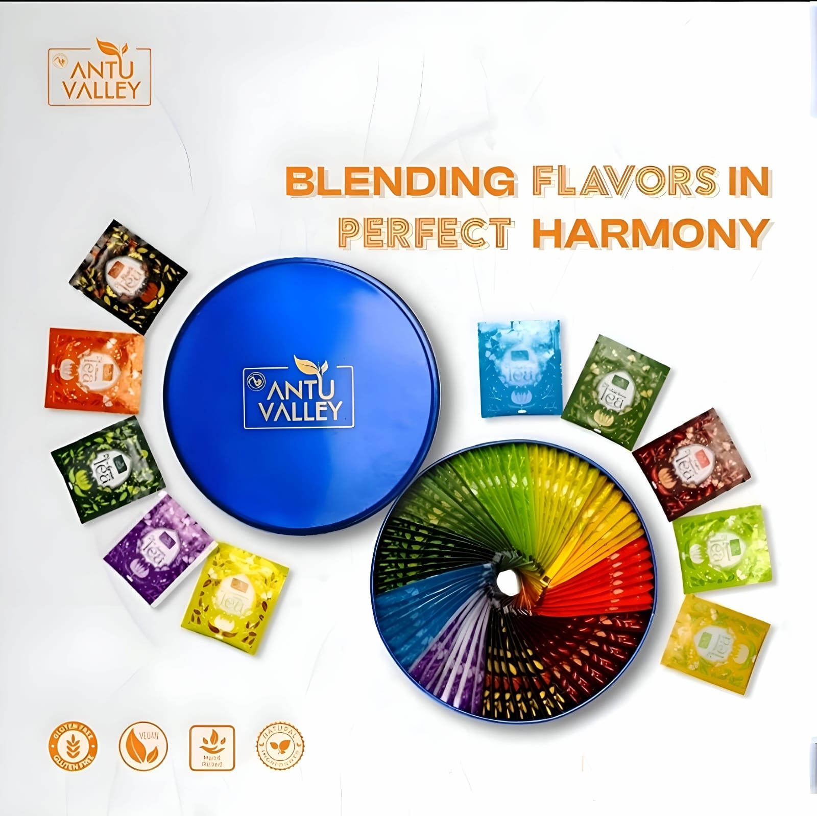 Antu Valley Assorted Tea Gift Box, 10 Flavors, Double Chamber Tea Bag - Green Tea, Black Tea, Chai Tea