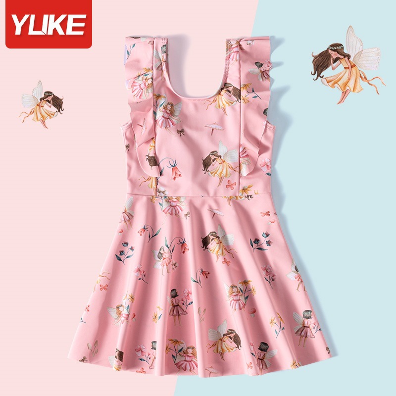 Children's swimsuit 2024 summer new cute little fairy one-piece skirt for small, medium and large children, students hot spring vacation swimwear