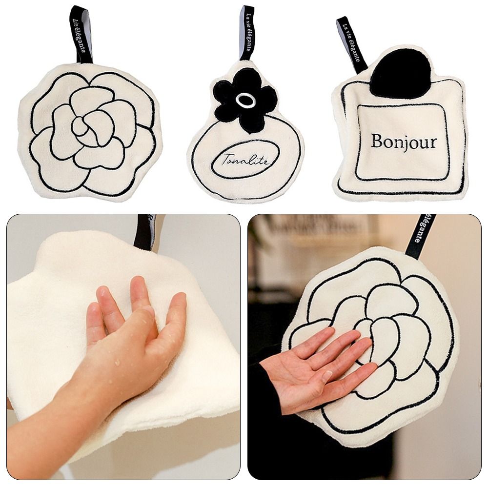 1Pcs New Double Layer Thickened Hand Towel Fine Embroidery Absorb Water Toilet Handkerchief Simple Hanging Bathroom Kerchief