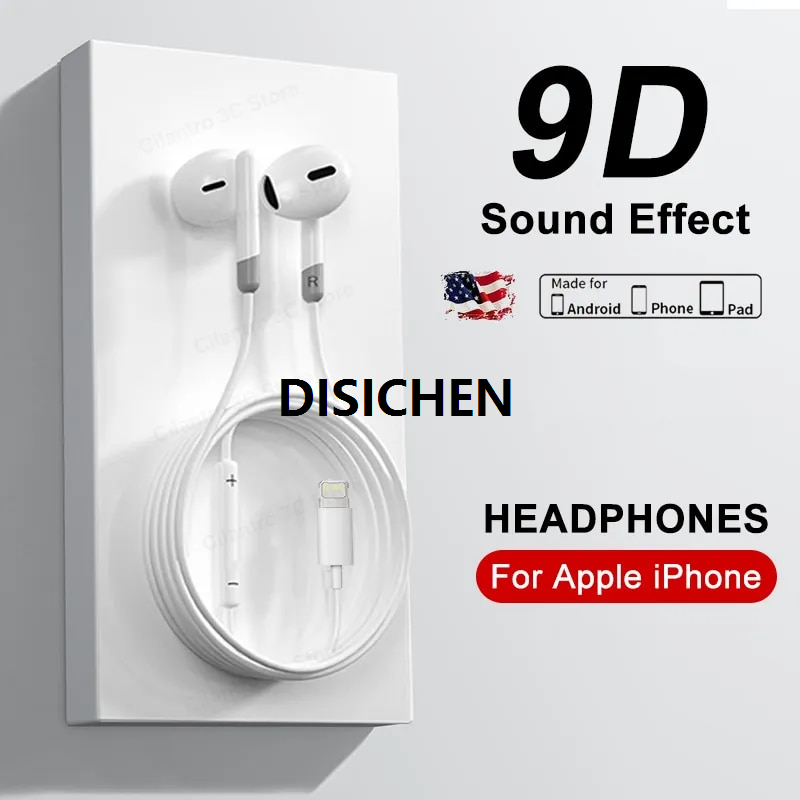 DISICHEN Original Earphones For Apple iPhone 14 13 12 11 Pro Max Mini Headphones X XS XR Max 7 8 Plus Bluetooth Wired Earbud Accessories Luxury
