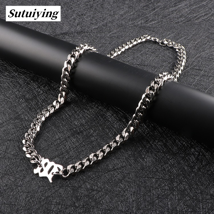 Sutuiying 【ZOETN-HOT TOY Store】（NEW）XL Fu Brian Seven brothers with the same Cuban necklace European and American men's personality clavicle Original chain thickened stainless steel jewelry stainless steel does not fade 2024punk domineering personalit