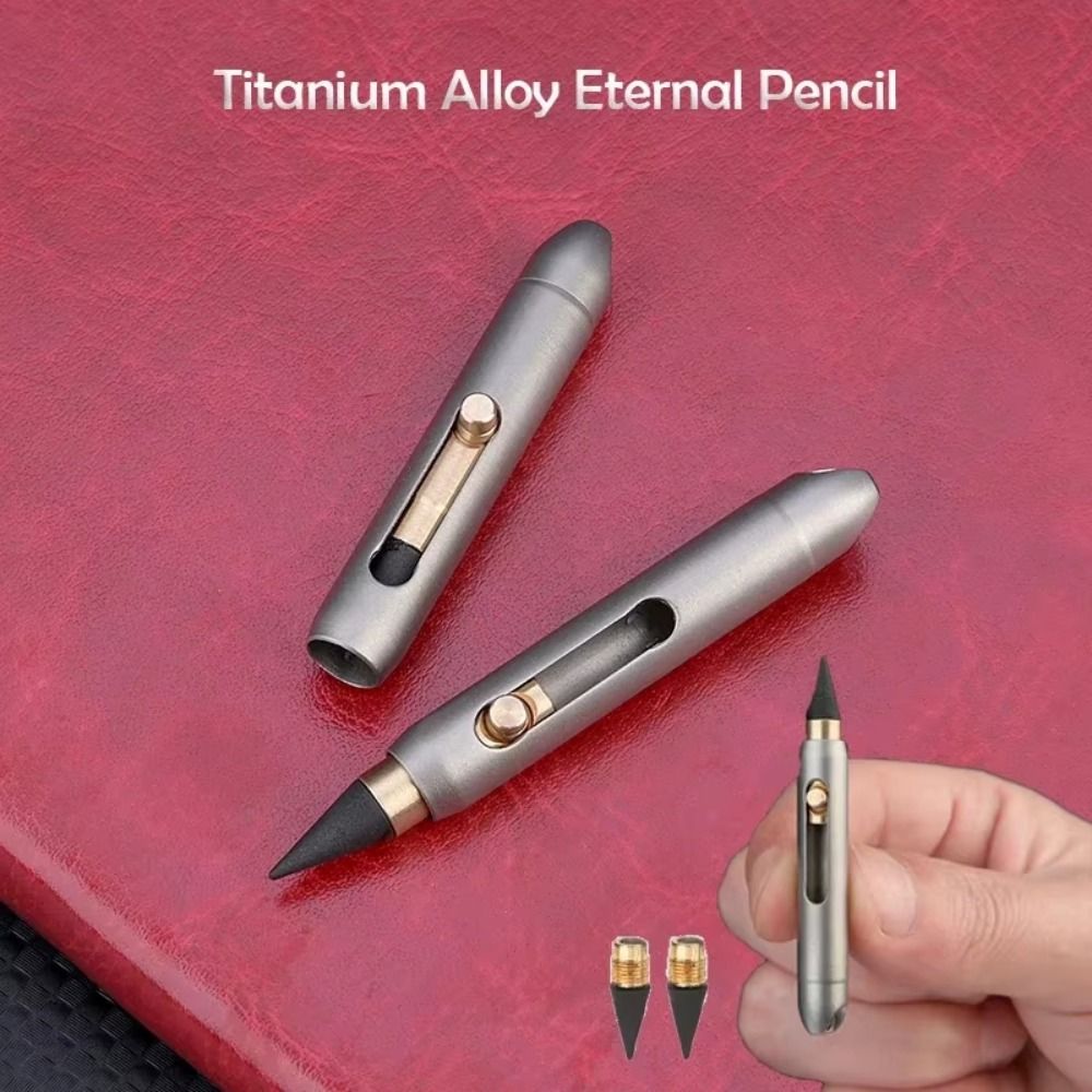 Unique Titanium Alloy Mini Eternal Pen Light Weight Rust-proof Portable Emergency Writer Reusable Erasable Pocket Everlasting Pencil Travel