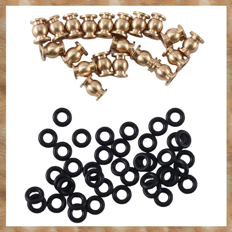 20PCS Brass Shock Links Joint Balls Pivot Ball with O-Rings for 1/24 RC Crawler Car Axial SCX24 Upgrade Parts