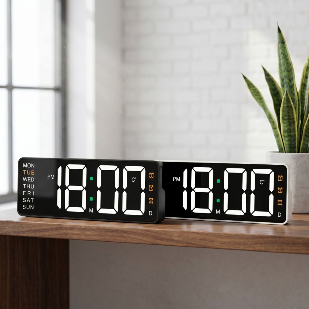 Decorative RGB Colors Digital Desk Clock Adjust Brightness 12/24H Format LED Electronic Clock Timer Free Standing Table Alarm Clock Room Decor