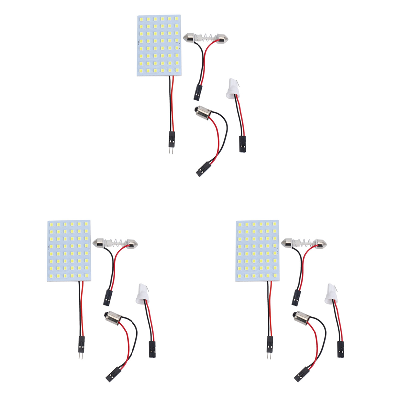 ZOROOM 3X White 1210 SMD 48 LED Car Interior Dome Light Panel W T10 BA9S Festoon